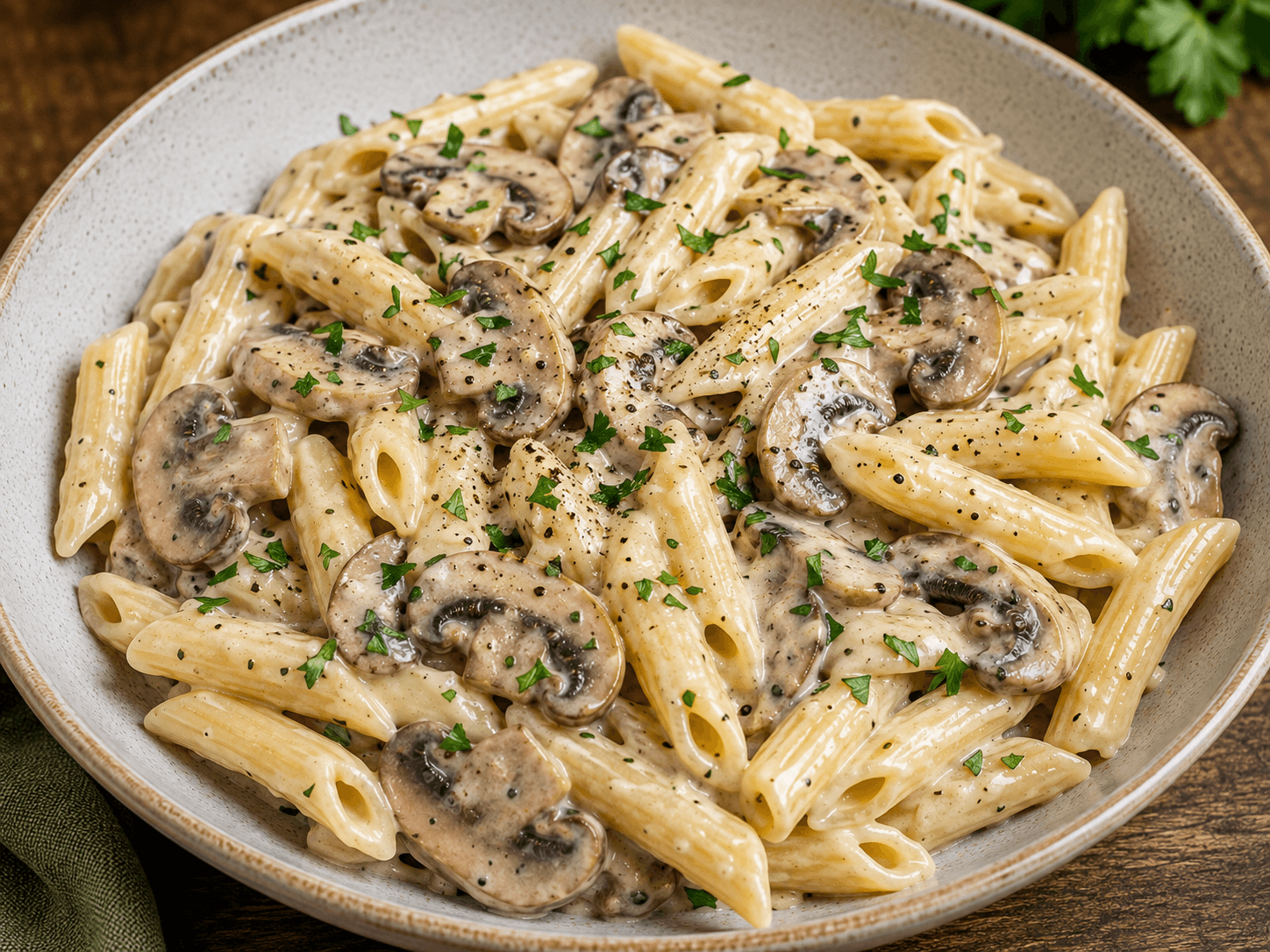 Creamy Mushroom & Garlic Pasta