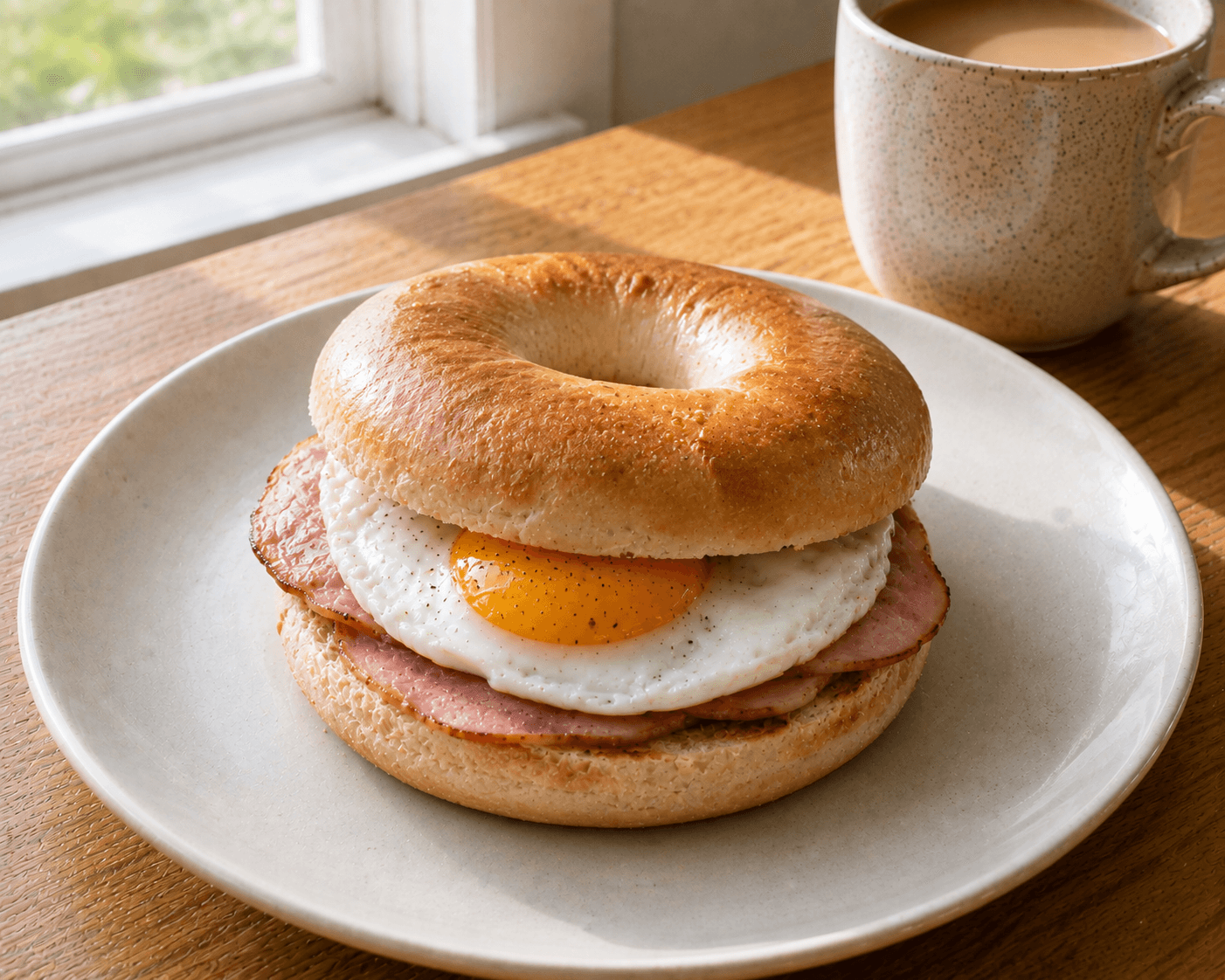 Egg & Ham Breakfast Bagel
