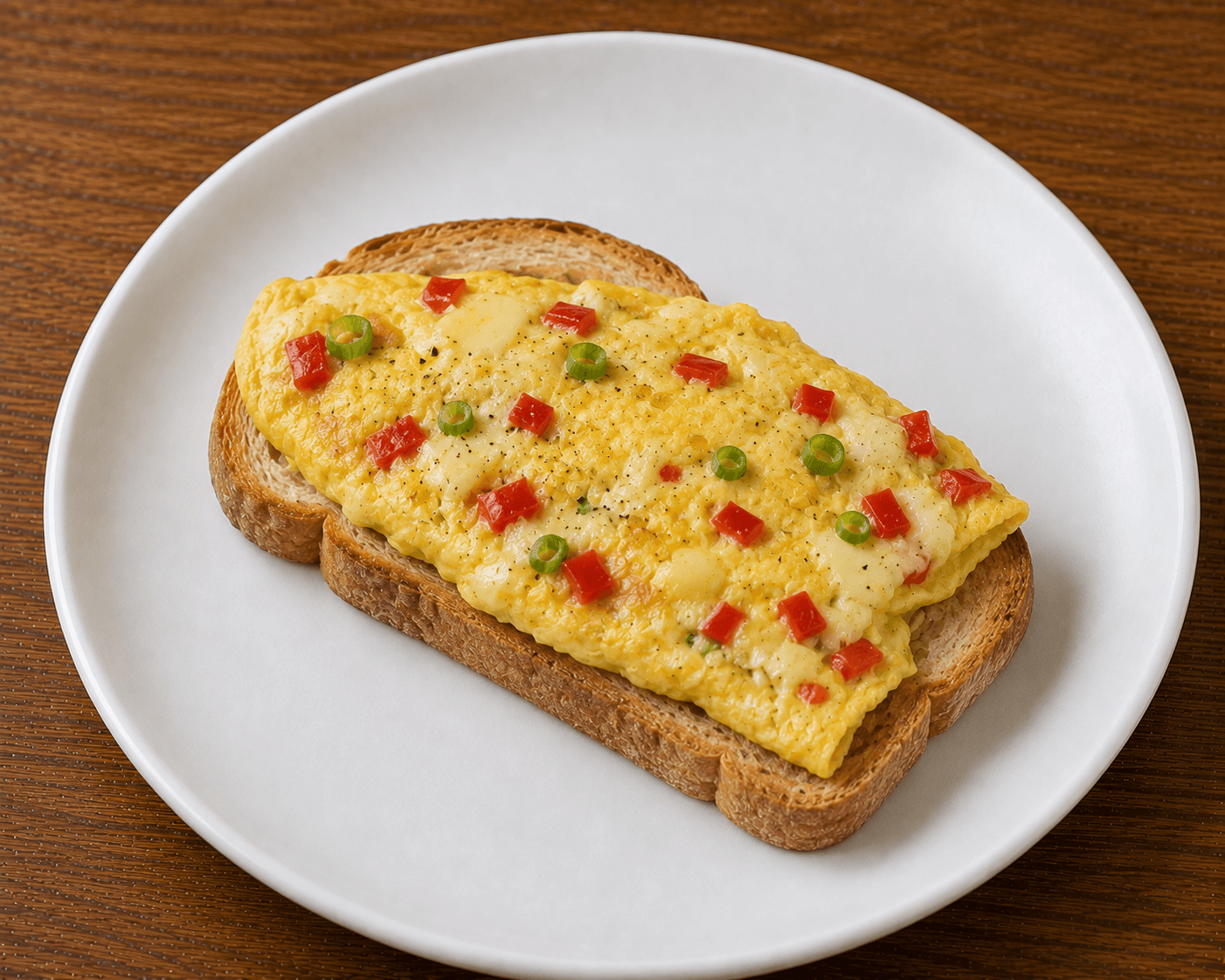 Egg, Cheese & Pepper Omelette with Toast
