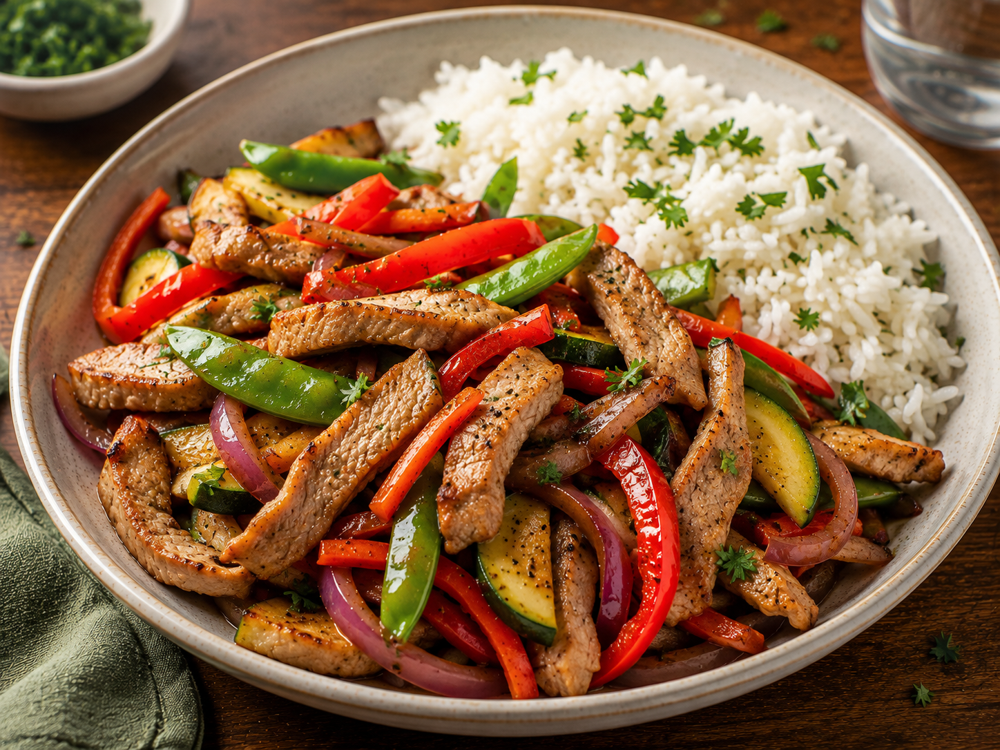 Pork Stir-Fry with Rice